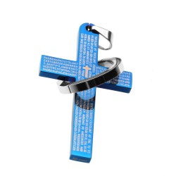 Edelstahlanhänger Kreuz Blau-Metallic drehbar