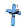 Edelstahlanhänger Kreuz Blau-Metallic drehbar