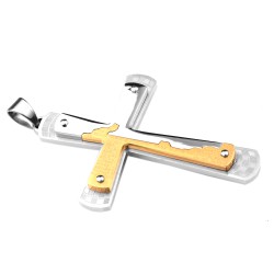 Edelstahlanhänger Kreuz Gold/Silber XXL