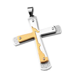 Edelstahlanhänger Kreuz Gold/Silber XXL