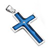 Edelstahl Anhänger Kreuz Blau/Metallic drehbar