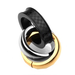 Edelstahlanhänger 3 Ringe in Gold/Silber/Schwarz