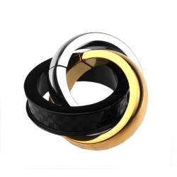 Edelstahlanhänger 3 Ringe in Gold/Silber/Schwarz