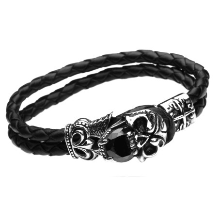 Lederarmband Geringelt Totenkopf