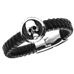 Lederarmband Totenkopf