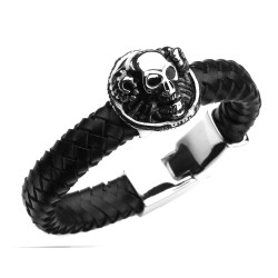 Lederarmband Totenkopf mit Geweih