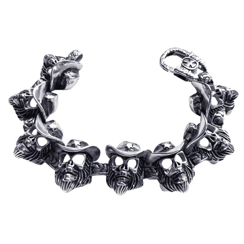 Edelstahl-Armband Totenkopf mit Hut