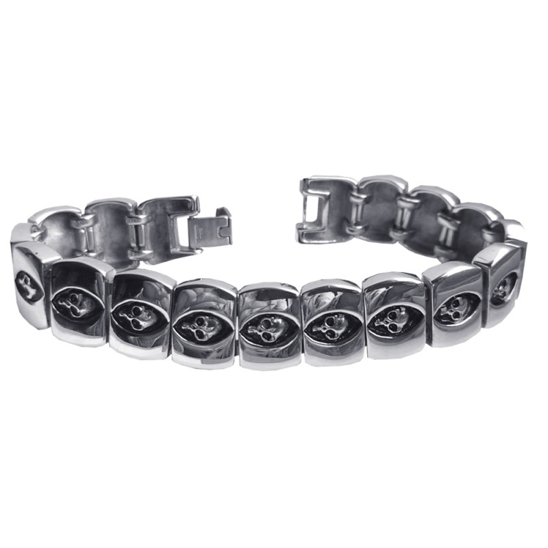 Edelstahl-Armband Totenkopf