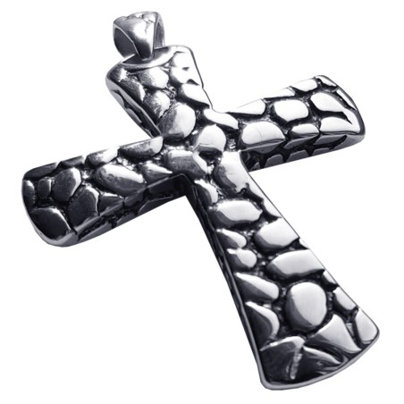 Edelstahlanhänger Kreuz mit Stein-Motiv