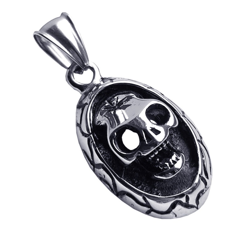 Edelstahl Anhänger Amulett mit Totenkopf