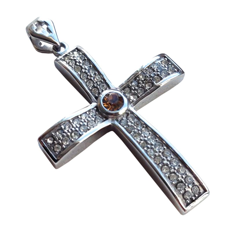 Edelstahl Anhänger Kreuz mit Stein