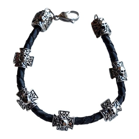 Lederarmband Kreuz mit Totenkopf